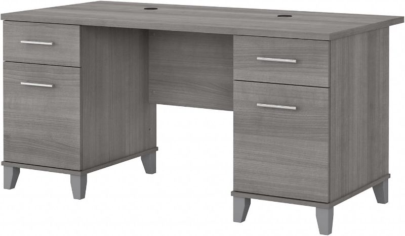 Photo 1 of Bush Furniture Somerset 60W Office Desk with Drawers in Platinum Gray
