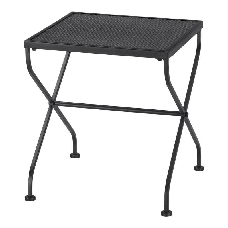 Photo 1 of 18 in. Square Wrought Iron Outdoor Side Table