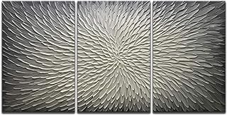 Photo 1 of AMEI Art Paintings,20x30Inch 3Panel 3D Hand-Painted On Canvas Textured Abstract Oil Painting Contemporary Artwork Art Wood Inside Framed Hanging Wall Decor(Simple Gray)