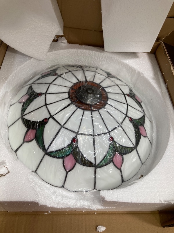 Photo 1 of 12 inch Vintage Tiffany Style Glass Flush Mount Ceiling Lighting Fixtures Retro Rural Pastoral Classical Lamp LED Chandelier Semi Flush Mount Lights Lamps (12 Inch Green)