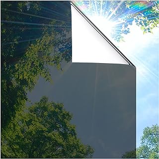 Photo 1 of Coavas One Way Privacy Window Film Reflective Window Film See Out Not in Window Film Sun Blocking Heat Control Anti UV Non-Adhesive Static Cling for Home Office, 17.5 Inch X 6.5 Feet