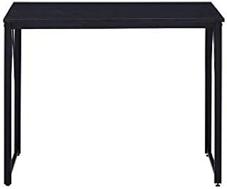 Photo 1 of Computer Desk, Desk, Writing Desk, Made of Solid Wood and Metal, with Stable Structure, Suitable for Living Room, Bedroom and Office, with a Wide Range of uses (Black)