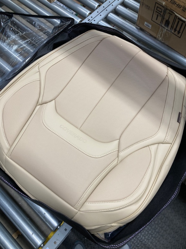 Photo 1 of Coverado Front and Rear Seat Covers 5 Pieces, Waterproof Nappa Leather Car Seat Protectors Full Set, Universal Auto Interior Fit for Most Sedans SUV Pick-up Truck, Beige Beige FullSet