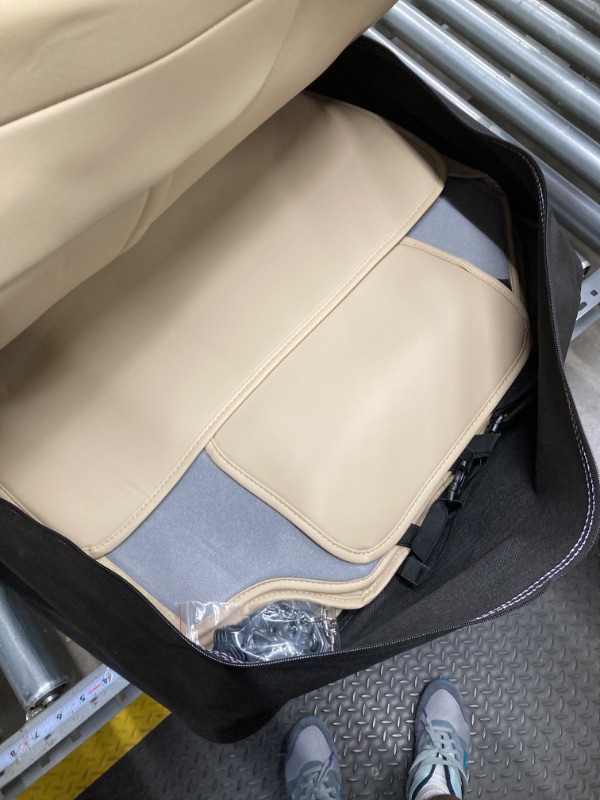 Photo 1 of Coverado Front and Rear Seat Covers 5 Pieces, Waterproof Nappa Leather Car Seat Protectors Full Set, Universal Auto Interior Fit for Most Sedans SUV Pick-up Truck, Beige Beige FullSet