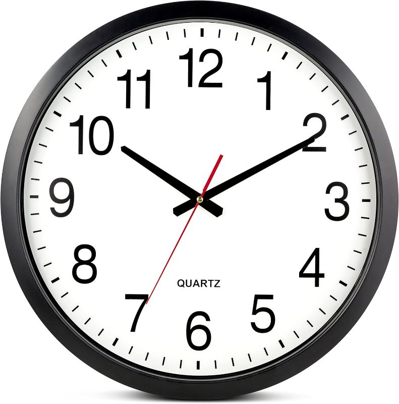 Photo 1 of Bernhard Products Black Wall Clock Silent Non Ticking - XL 18 Inch Quality Quartz Battery Operated Round Easy to Read Home/Office/Classroom/School Clock