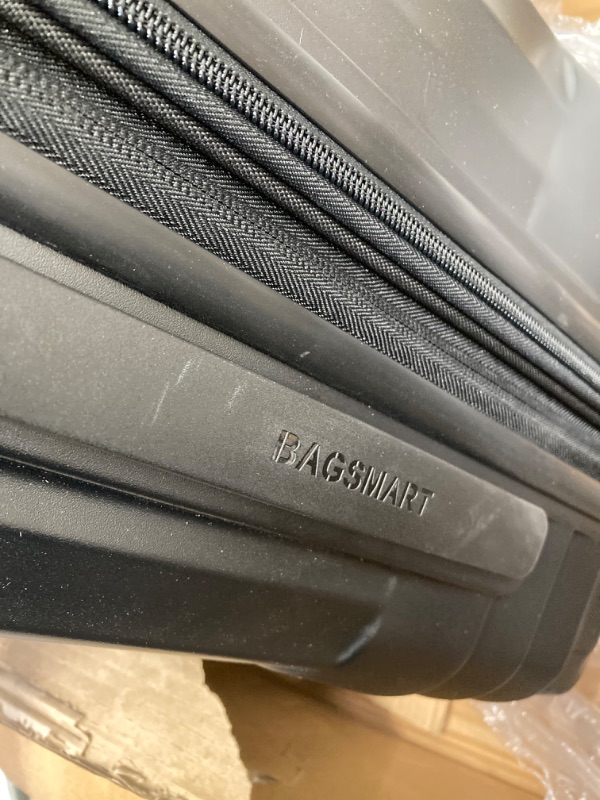 Photo 1 of BAGSMART Expandable Carry On Luggage 22x14x9 Airline Approved, 1OO% PC Lightweight Hard Shell Suitcase, 20 Inch Travel Luggage with Spinner Wheels, Waterproof Rolling Suitcase, Black