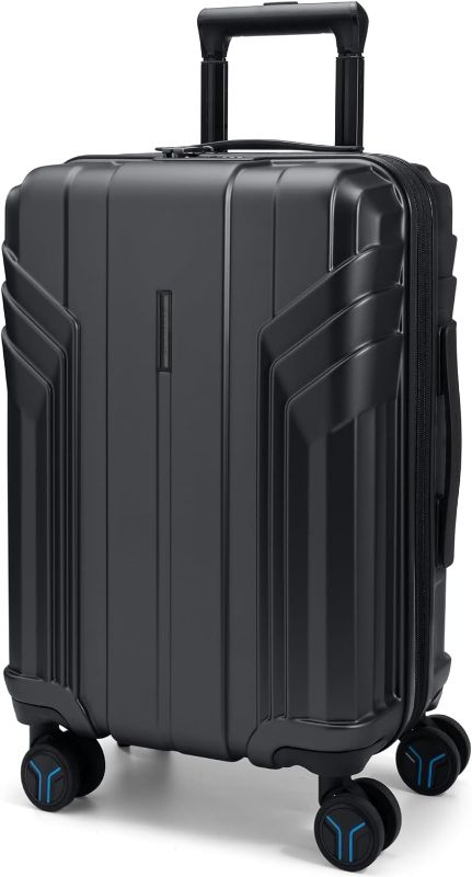 Photo 1 of BAGSMART Expandable Carry On Luggage 22x14x9 Airline Approved, 1OO% PC Lightweight Hard Shell Suitcase, 20 Inch Travel Luggage with Spinner Wheels, Waterproof Rolling Suitcase, Black