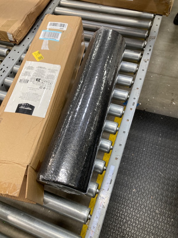 Photo 1 of Amazon Basics High-Density Round Foam Roller for Exercise, Massage, Muscle Recovery - 12", 18", 24", 36" Black 24-Inch Roller + Floor Mat, Black