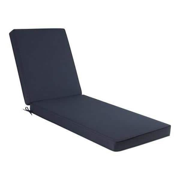 Photo 1 of 26 in. X 49 in. One Piece Outdoor Chaise Lounge Cushion in Midnight
