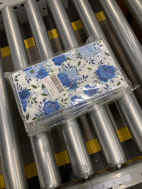 Photo 1 of 120pcs Disposable Bathroom Hand Towels Blue & White Floral Napkins Decorative Paper Guest Hand Towels, Blue Flower Paper Napkins Paper Guest Towels for Bathroom Wedding Birthday Bridal & Baby Shower Blue flowers