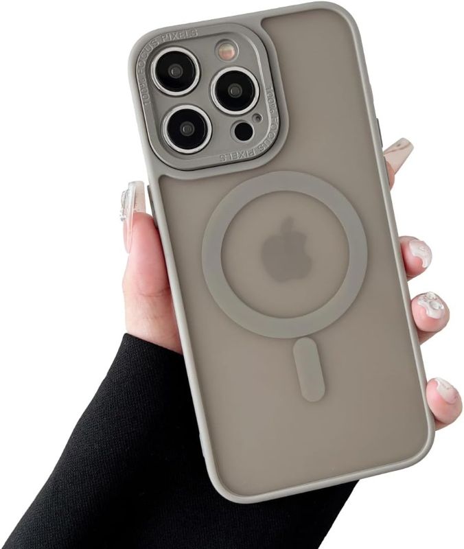 Photo 1 of Hocase for iPhone 15 Pro Max Case, [Compatible with Magnetic Wireless Charging] Slim Matte Translucent Hard Back Shockproof Protective Phone Case [Military Grade Drop Protection] - Grey