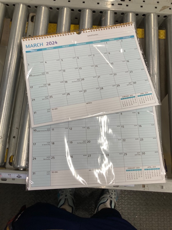 Photo 3 of 2024-2025 Wall Calendar - Mar 2024 - Aug 2025, 18 Months Calendar 2024-2025, 14.57 x 11.42 In, 2024 Calendar, Monthly Calendar with Ruled Blocks, Thick Paper, Holidays, To-do ? Notes Green, Mar.2024 - Aug.2025 Calendar 2 Pack 