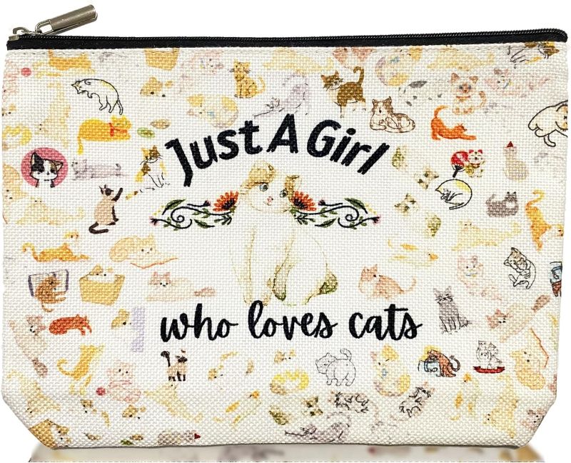 Photo 1 of Cat Lover Birthday Christmas Gifts, Makeup Cosmetic Bag, Cat Mom Gifts for Adult Women, Bridal Shower Party Travel Essentials Toiletry Pouch Case, Pet Owner Sister Bestie Friend Teens Girls Presents 2 Pack