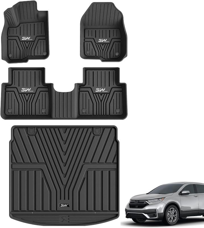 Photo 1 of 3W Floor Mats Fit Toyota Tacoma 2016-2023 (Only for Double Cab and Automatic), TPE All Weather Custom Fit Floor Liner for Toyota Tacoma 1st and 2nd Row Full Set Car Liners, Black