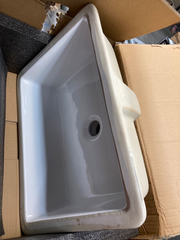 Photo 2 of 18 Inch Undermount Bathroom Sink White Rectangular Porcelain Ceramic Vanity Basin with Overflow (18.3"x13.8") KDKSC 18.3 Inch