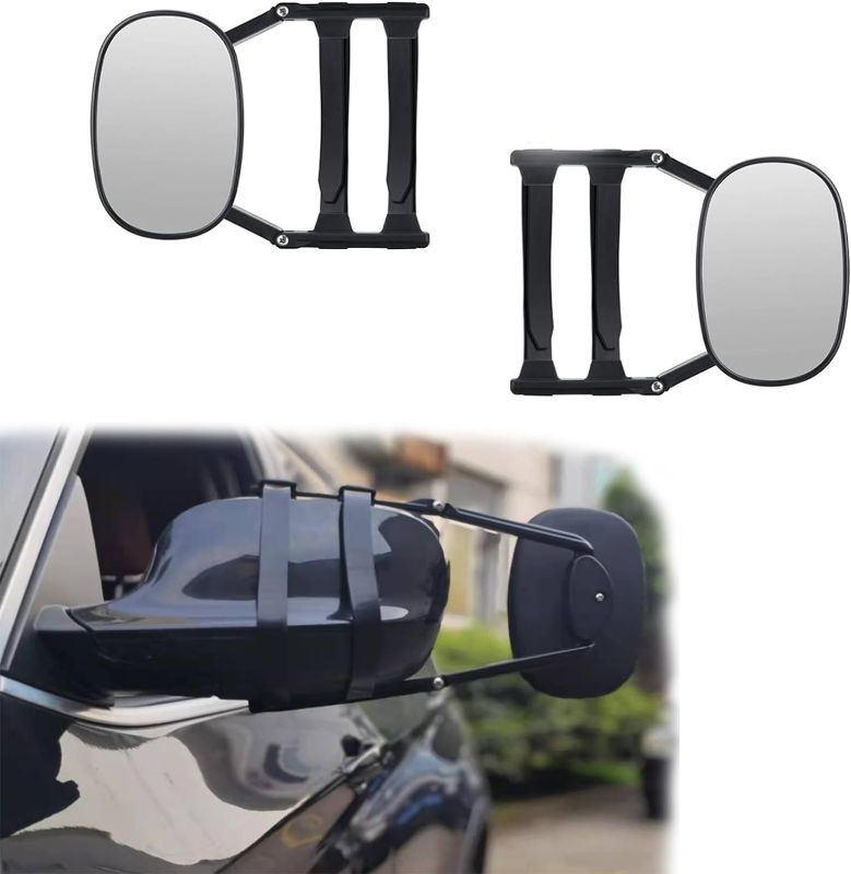 Photo 1 of 2 pcs Towing Mirror Extensions,Adjustable Dual View Clip-on Universal Tow Mirrors - 360 Degree Rotation for Vehicle Car Truck Trailer