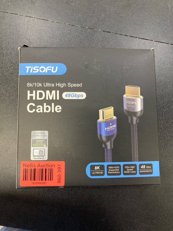 Photo 2 of TISOFU?Ultra Certified 10K 8K HDMI Cable 10FT: HDMI 2.1 Cables 48Gbps High Speed Premium Braided Cord 8K@60Hz 4K@120Hz 4K@144Hz HDCP 2.2&2.3 CL3 ARC eARC for HD/HDR/HDTV 10ft Blue