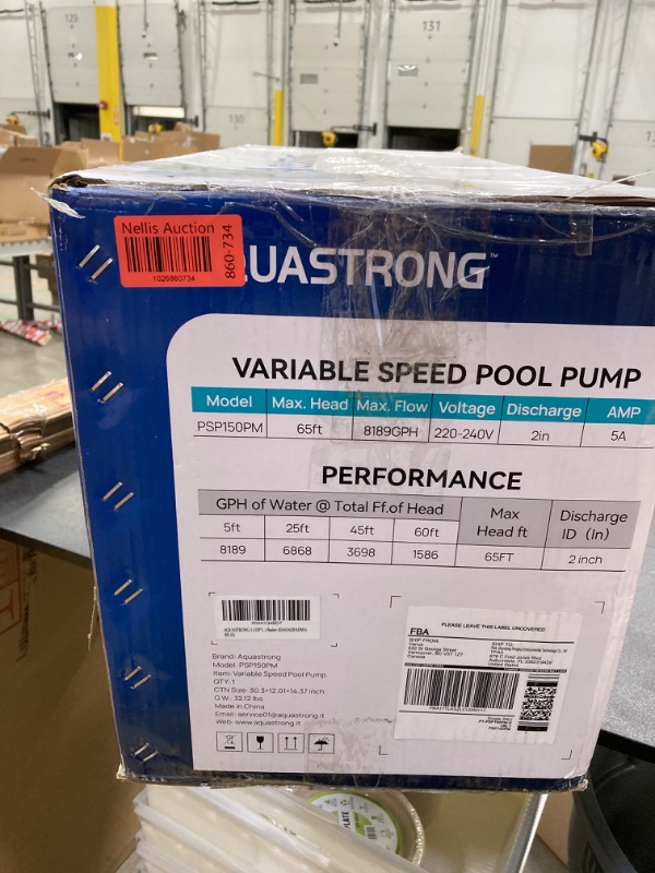 Photo 4 of AQUASTRONG 1.5 HP In/Above Ground Single Speed Pool Pump, 220V, 8100GPH, High Flow, Powerful Self Primming Swimming Pool Pumps with Filter Basket