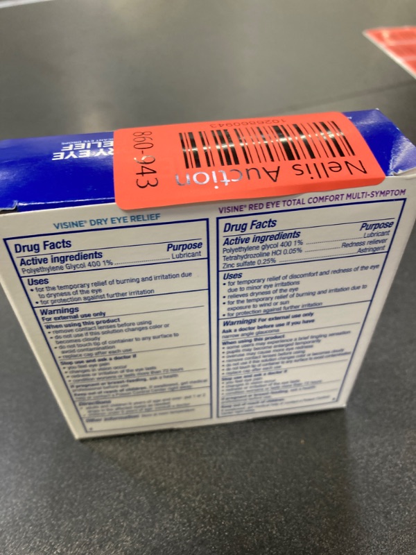 Photo 3 of Visine Red Eye Total Comfort Multi-Symptom & Dry Eye Relief Lubricant Eye Drops, 2 Items 1 Fl Oz (Pack of 1) Red Eye Total Comfort & Dry Eye Relief (Dual Pack)