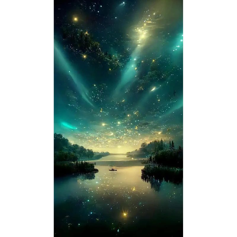 Photo 1 of 2 piece bundle! Rousp DIY 5D Diamond Painting Kits for Adults Diamond Art Star Lake Diamond Painting Full Drill Crystal Rhinestone Diamond Embroidery Craft Kits for Home Wall Decor Gifts, 27.5 X 15.7inch Starry sky A