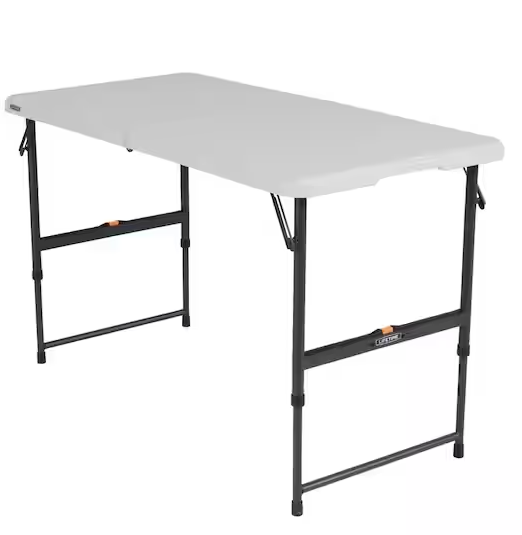 Photo 1 of 4 ft. One Hand Adjustable Height Fold-in-Half Resin Table; 


