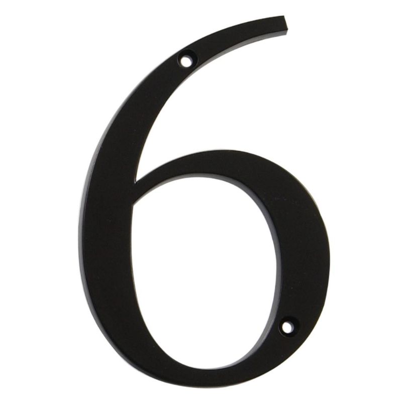 Photo 1 of 4 in. Black Flush Mount Metal House Number 6