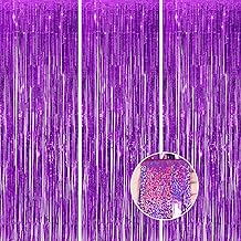 Photo 1 of 3 Pack Purple Thicken Glittering Tinsel Foil Fringe Curtain Party Decorations 3.2x8.2ft, Photo Backdrop for Birthday Bachelorette Bridal Shower Baby Shower Graduation Party, Party Streams Décor https://a.co/d/ijCn1CS