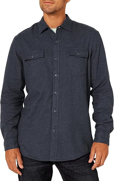 Photo 1 of Amazon Essentials Men's Regular-Fit Long-Sleeve Two-Pocket Flannel Shirt