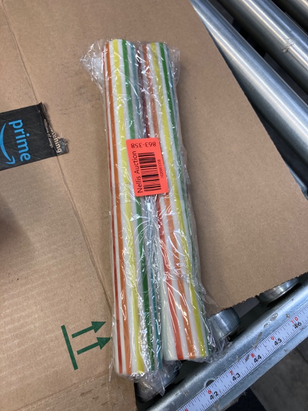 Photo 2 of | Rainbow Stripes Faux Leather 12"x 54" Colorful Stripe Printed Synthetic Jelly Vinyl Fabric for Bows, Earrings, Handbags Rainbow Stripe-a-jelly