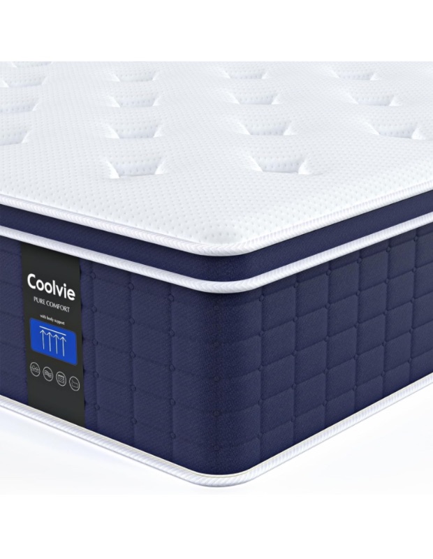 Photo 1 of Coolvie Twin XL Mattress 14 Inch, Hybrid XL Twin Mattress in a Box, 4 Layer Premium Foam with Pocket Springs for Motion Isolation and Pressure Relieving, Medium Firm Feel