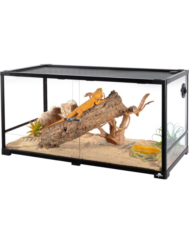 Photo 1 of 50 Gallon Reptile Tank, Glass Reptile Terrarium 36" x 18" x 18", Sliding Door, Top Ventilation, Cable Pass, Humidify Hole, Glass Reptile Cage Habitat for Bearded Dragon, Lizard, Snake, Gecko