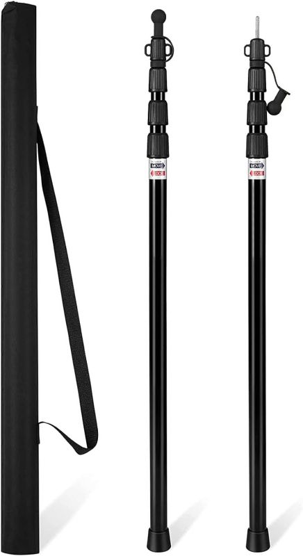 Photo 1 of Adjustable Tent Poles for Camping Set of 2, Viaky Telescoping Aluminum Tarp Rods Heavy Duty for Awnings Canopy Shelter Outdoor Rainfly Portable & Reusable, 38"-93" 3 Sections with Zipper Bag Black
