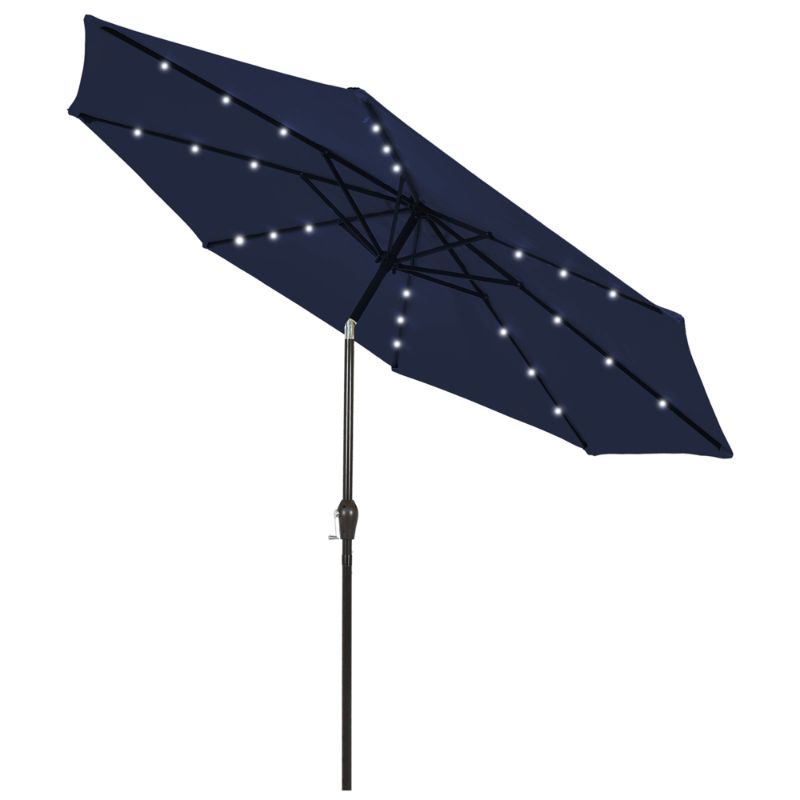 Photo 1 of Costway 9 FT Patio Solar Umbrella LED Patio Market Steel Tilt with Crank Outdoor Navy
