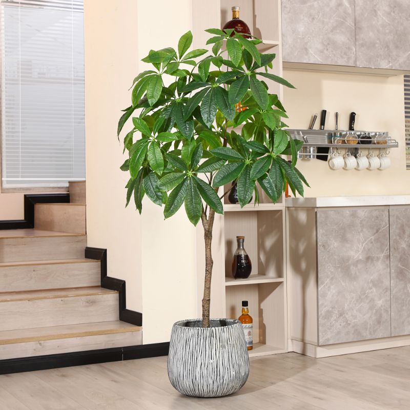 Photo 1 of 5ft Artificial Plants Pachira Aquatica Money Tree, Fake Plastic Money Plant, Pre Potted Faux Greenry Plant for Home Decor Office House Living Room Indoor Outdoor, Topiary Artificial Plants Outdoor
