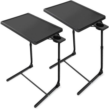 Photo 1 of 2 Pack Folding 6 Height & 3 Tilt Angles TV Tray Table Set Sofa Desk TV Dinner Tray for Home Office Black