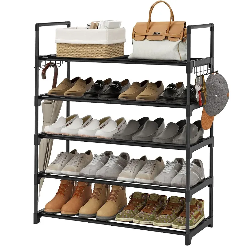 Photo 1 of 5 Tiers Shoe Rack Tall Shoe Organizer Shoe Storage 31.5 inch Vertical Shoe Shelf Large Shoe Rack Organizer Stackable Shoe Racks for Entryway, Closet, Garage, Bedroom,Cloakroom