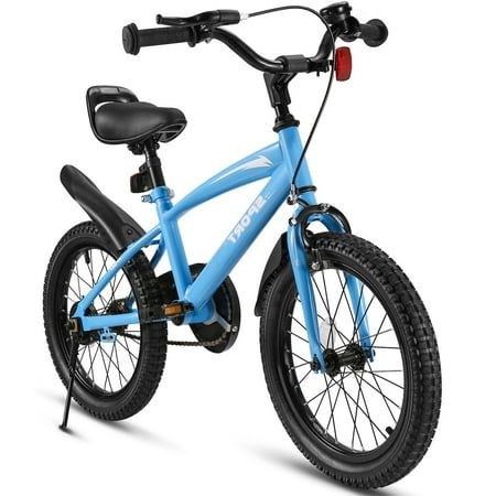 Photo 1 of 16 Inch Kids Bike Girls and Boys Blue Kid Bicycle for Age 4-8 Years Old with Kickstand & Training Wheels