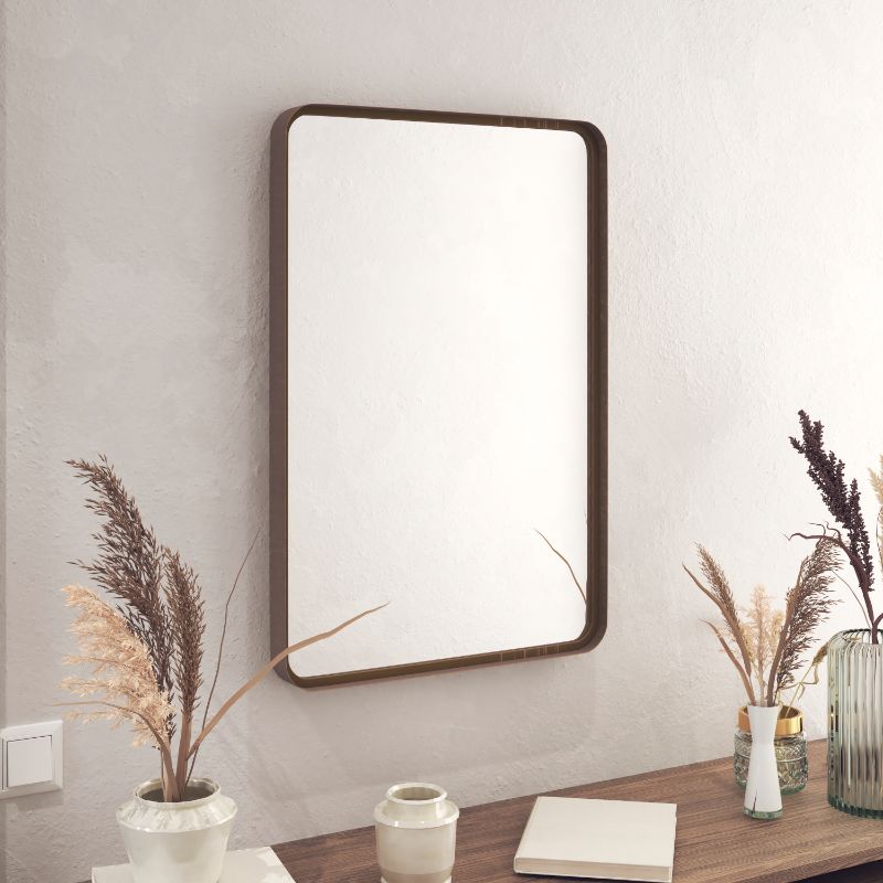 Photo 1 of HBCY Creations 20" x 30" Brushed Bronze Mirror for Wall - Sturdy Metal Framed Mirror - Rectangle Mirror with Metal Frame for Bathroom, Entryway, Living Room & More!