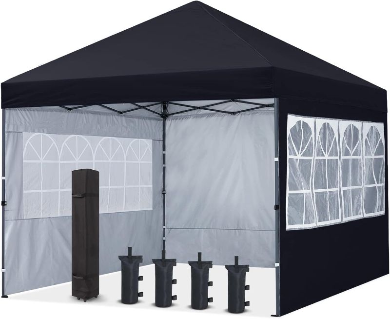Photo 1 of GVDV 10X10Ft Pop up Canopy Tent Enclosed Instant Folding Canopy Shelter with Elegant Church Window Black