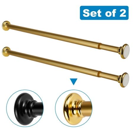 Photo 1 of 30 -49 Adjustable Tension Rods 2Pcs Hanging No Drilling Cabinet Wardrobe Closet Window Shower Curtain Rods Gold Tone