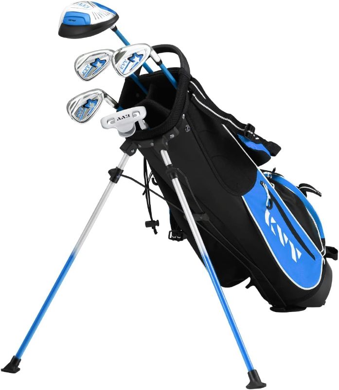 Photo 1 of 
Roll over image to zoom in
KVV Junior Complete Golf Club Set for Kids/Children Right Hand, Includes Oversize Driver, Irons, Putter, Head Cover, Portable Golf Stand Bag