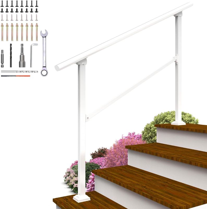 Photo 1 of 
Arti-Life Hand Rails for Outdoor Steps,4 Step Railings for Outdoor Steps,Handrails for Outdoor Steps,Porch Handrail Kit White for Concrete,Brick,Wood Steps