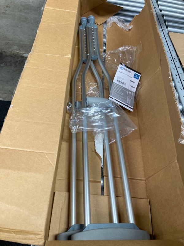 Photo 1 of BodyMed Aluminum Crutches, Adult, Medium, 5' 2"–5' 10" – Pair of Lightweight, Height Adjustable Crutches – Includes Padded Underarm Cushions, Hand Grips, & Rubber Tips – Max. Weight Capacity 300 lb. Medium, 5'2" – 5'10"