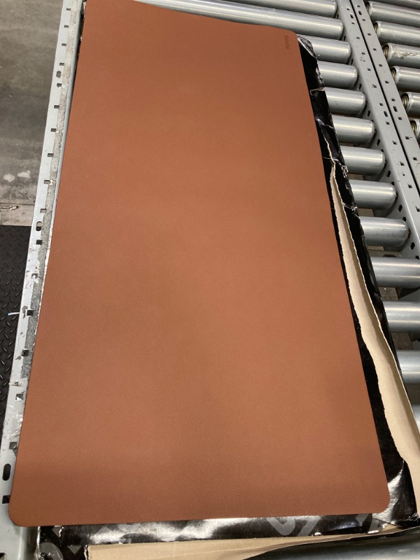 Photo 3 of Solucky Leather Mat Desk Pad & Blotter Protector, Flat, Non Slip, 34 x 16 Inches, Dark Brown, Ideal for Office and Home Dark Brown 34 x 16 in