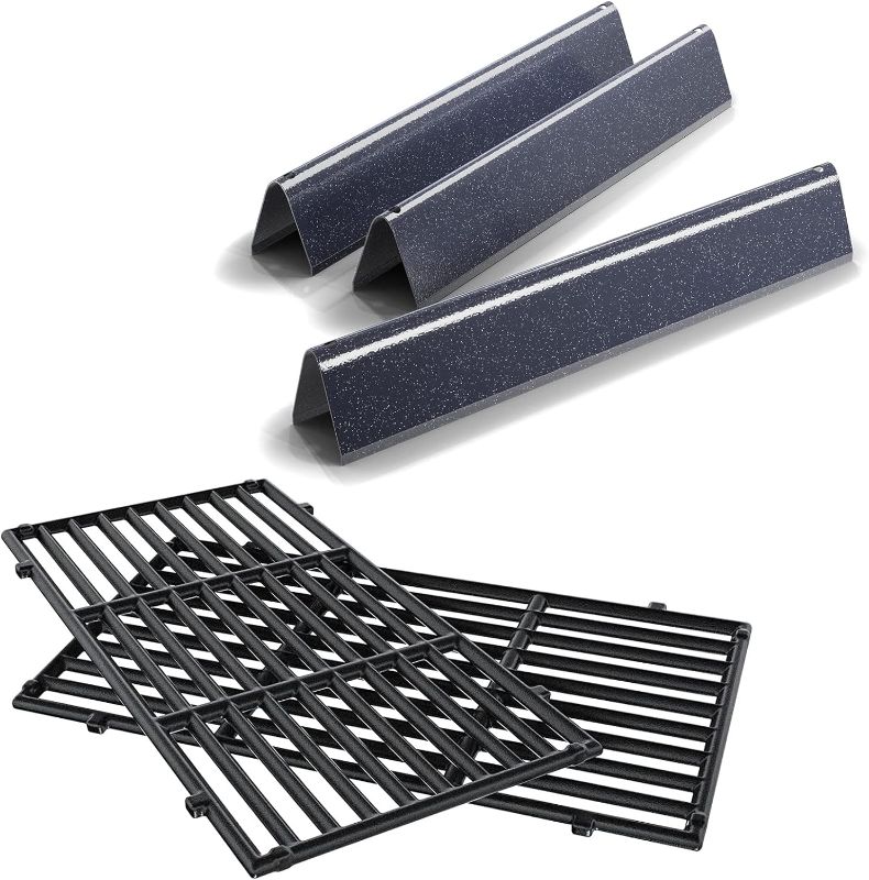 Photo 1 of QuliMetal 15.3" Flavorizer Bars and Cast Iron Cooking Grates for Weber Spirit 200 and Spirit II 200 Series Gas Grills with Front Controls Panel