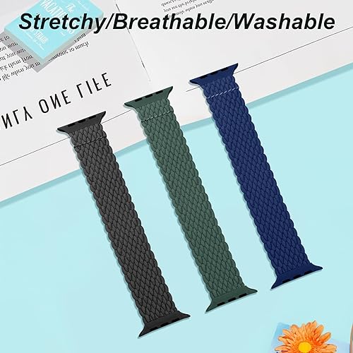 Photo 1 of *** 2PK*** Braided Solo Loop for Watch Band 40mm 41mm 38mm 44mm 45mm 42mm Men/Women,Stretchy Nylon Sport wristband Strap for iWatch Bands