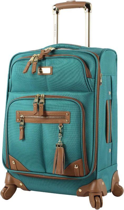 Photo 1 of Steve Madden Designer 20 Inch Carry On Luggage Collection - Lightweight Softside Expandable Suitcase for Men & Women - Durable Bag with 4-Rolling Spinner Wheels (GREEN)