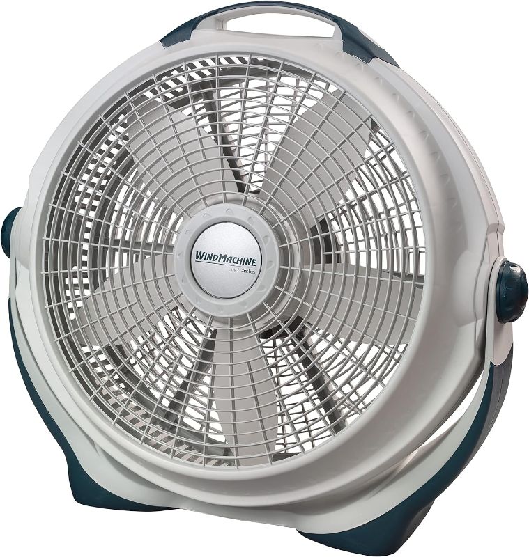 Photo 1 of 
Lasko Wind Machine Air Circulator Floor Fan, 3 Speeds, Pivoting Head for Large Spaces, 20", 3300, White