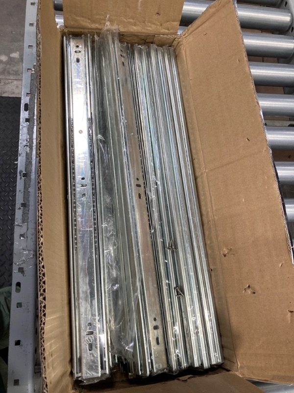 Photo 3 of 10 Pairs of 20 Inch Hardware 3-Section Full Extension Ball Bearing Side Mount Drawer Slides,100 LB Capacity Drawer Slide 20 Inch Zinc Plated