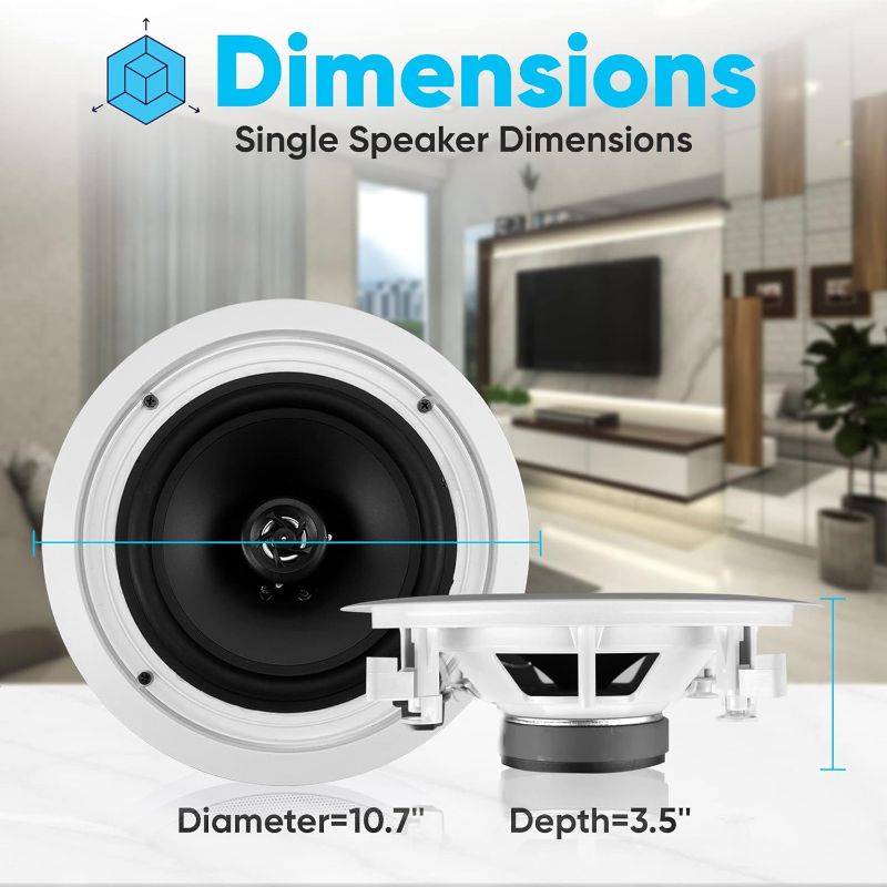 Photo 1 of 2-Way In-Wall In-Ceiling Speaker System - Dual 8 Inch 300W Pair of Ceiling Wall Flush Mount Speakers w/ 1" Silk Dome Tweeter, Adjustable Treble Control - For Home Theater Entertainment - Pyle PIC8E 8.0 in Treble Control Speaker